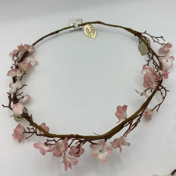Floral Hair Crown Accessories White Pink - Picture 3 of 3
